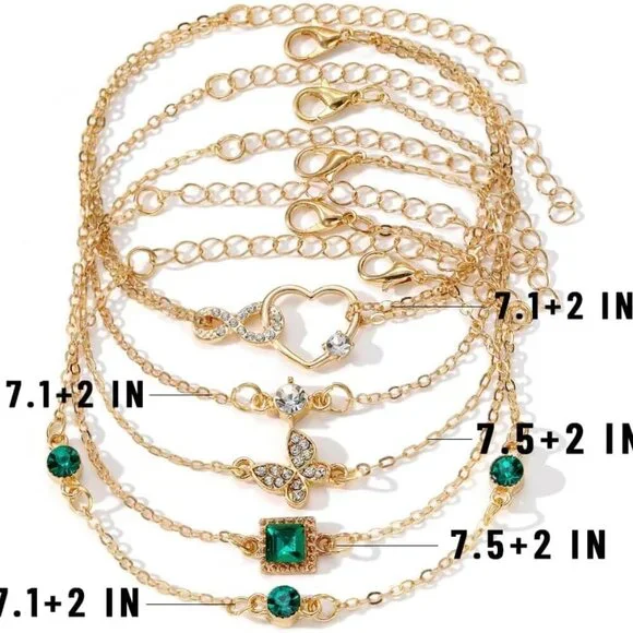 Gold Bracelets for Women, 14K Gold Plated Dainty Layered Chain Bracelets Adjusta - Picture 6 of 6